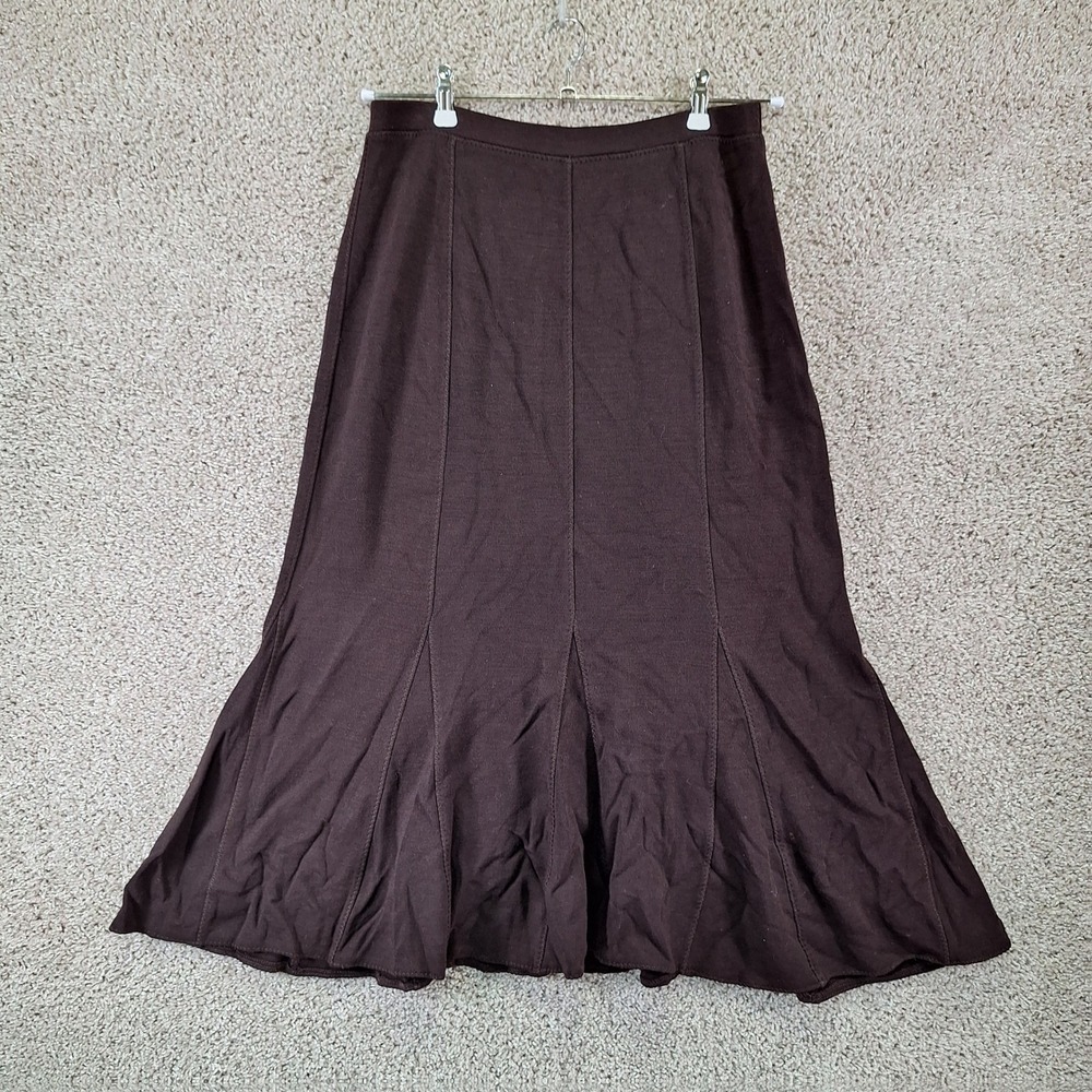 Eileen Fisher Skirt Womens Size S Brown Viscose Wool Blend Flare Minimalist